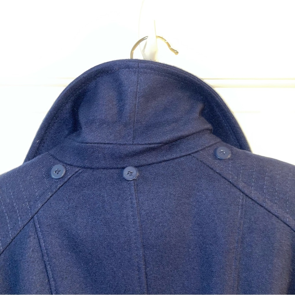 Michael Kors MK Shappire Blue Hooded Wool Belted Tie Waist Pea Coat - Picture 11 of 12